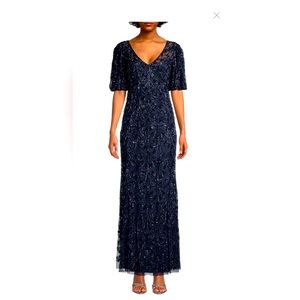 Beautiful Navy, size 8 sequined gown by Aidan Mattox.  New with tags.